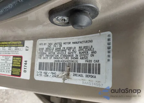 2009 Toyota Corolla Le из США, поврежденный, VIN 1NXBU40E49Z036131